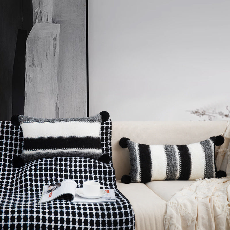 Handmade Black and White Stripe Pillow Cover