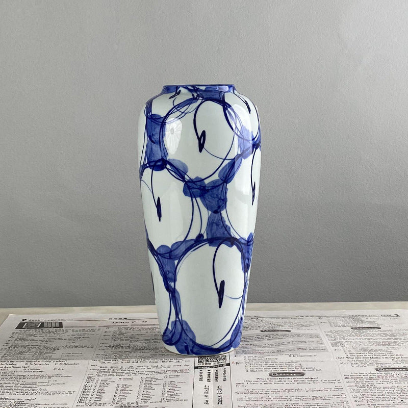 Vintage Blue and White Porcelain Vase