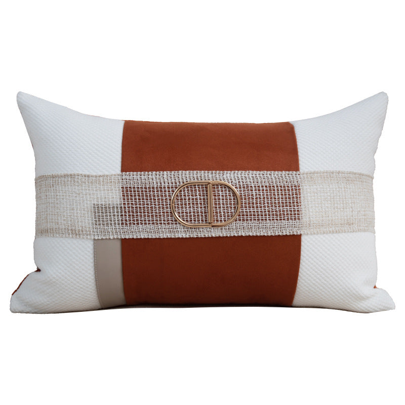 Premium Quality Orange Geometric Splicing Pillow Case