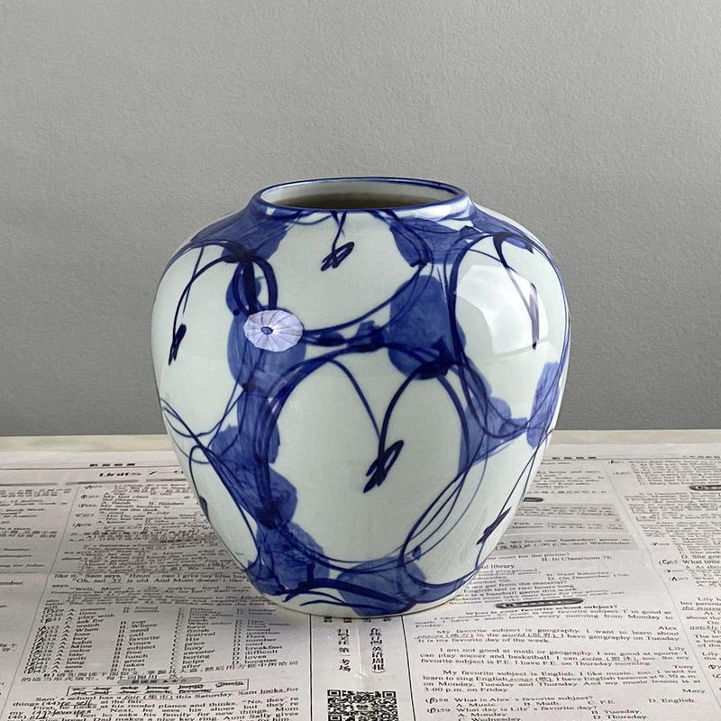 Vintage Blue and White Porcelain Vase