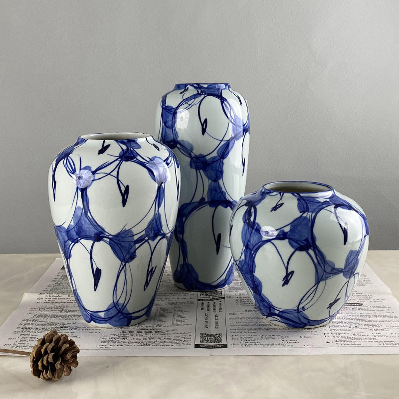 Vintage Blue and White Porcelain Vase