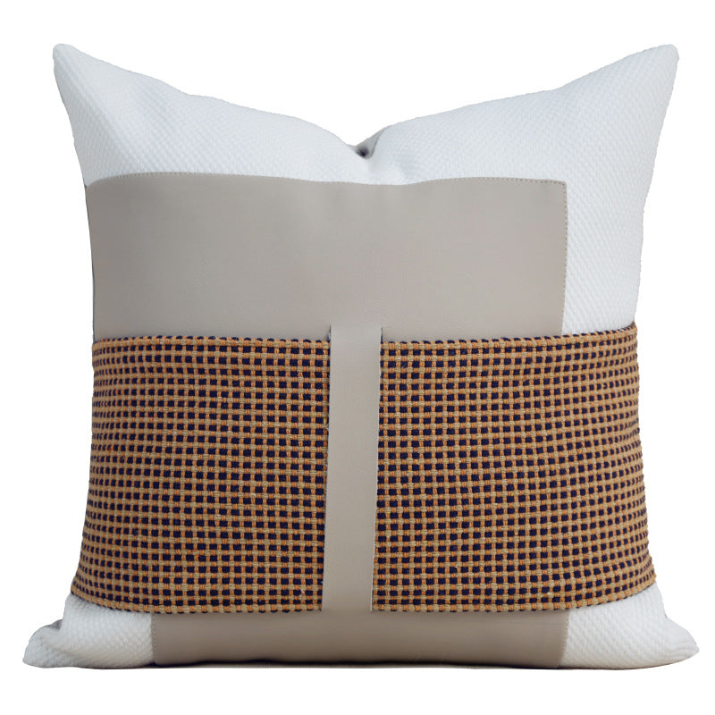 Premium Quality Orange Geometric Splicing Pillow Case