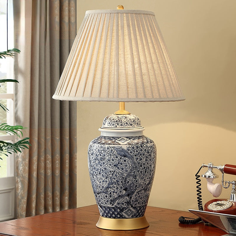 Unique Hand-Painted Blue and White Ceramic Table Lamp