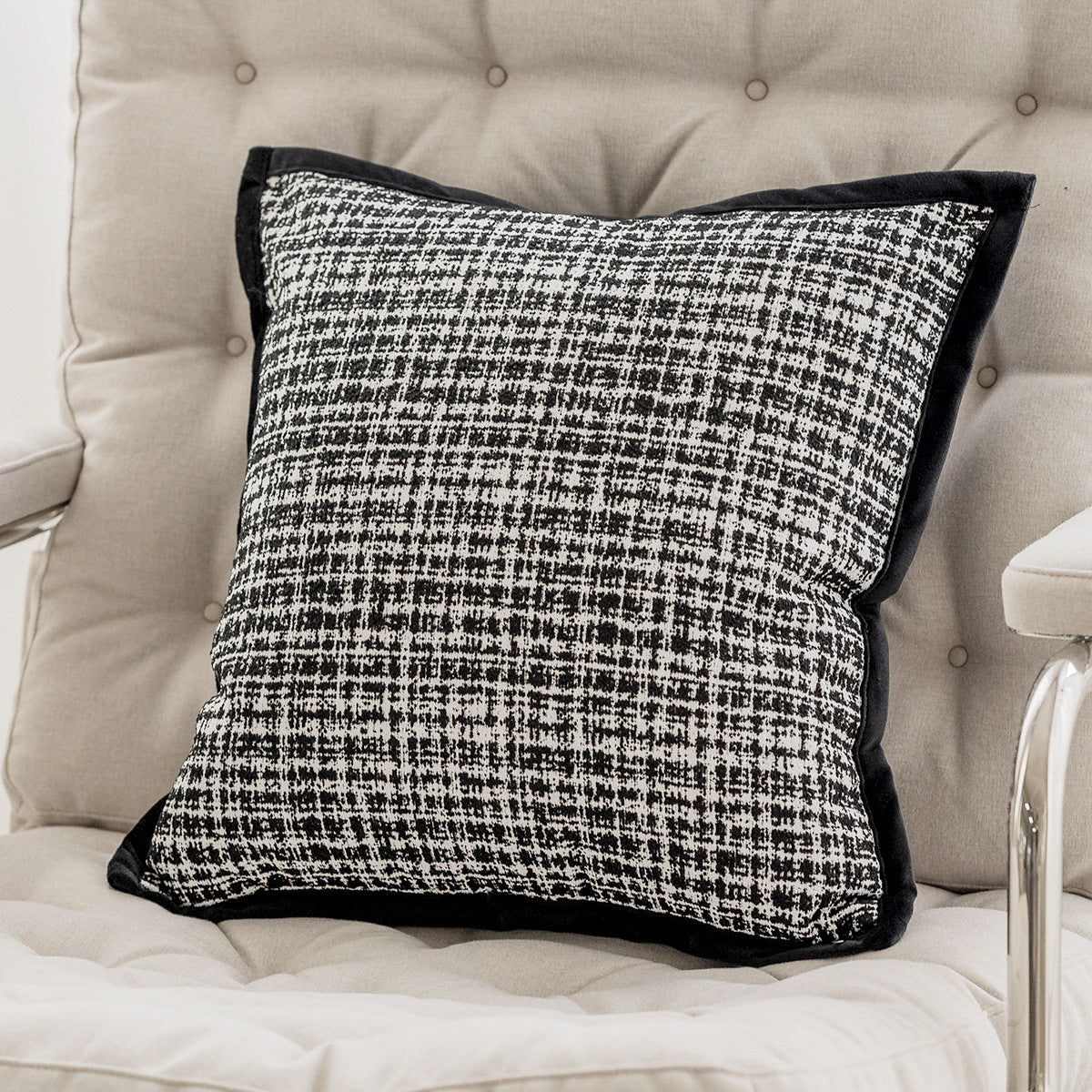 Modern and Luxurious Black and White Throw Pillow