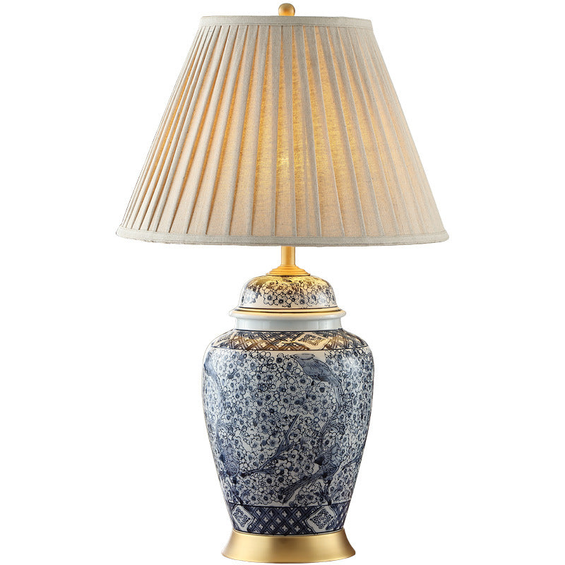 Unique Hand-Painted Blue and White Ceramic Table Lamp