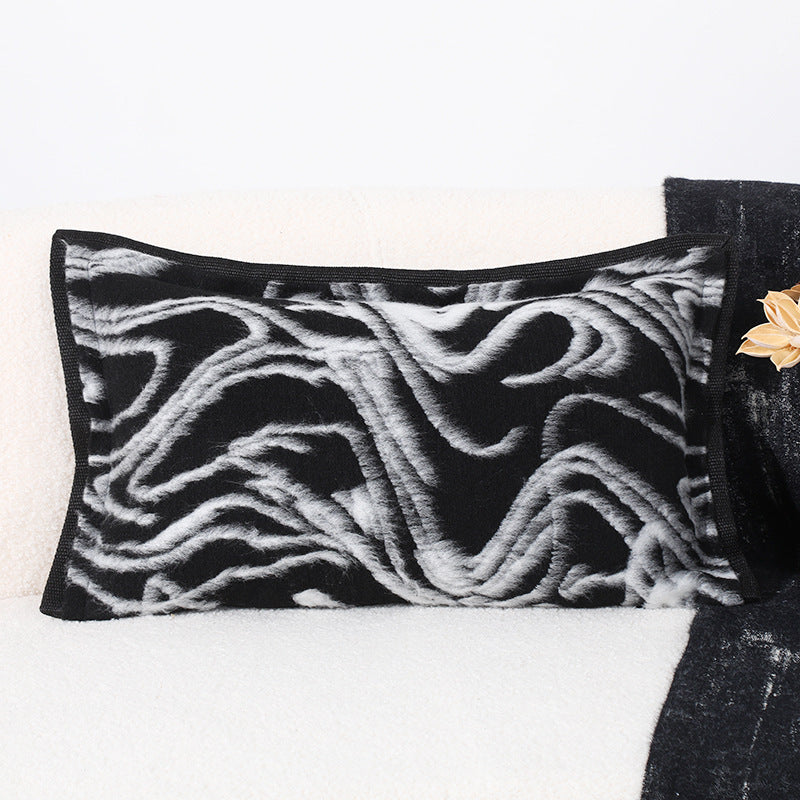 Black and White Geometric Pattern Pillow Cover for Home Decor