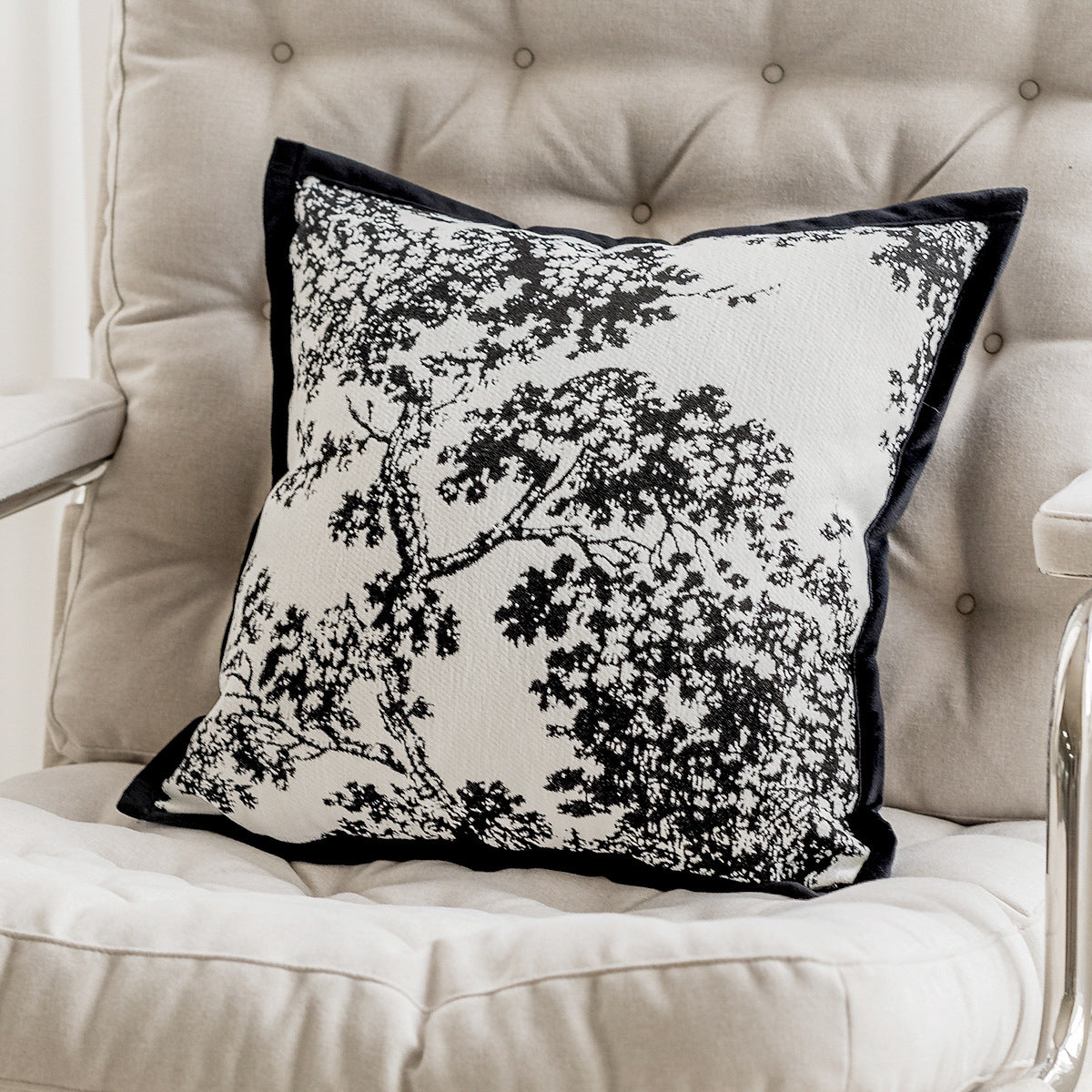 Modern and Luxurious Black and White Throw Pillow