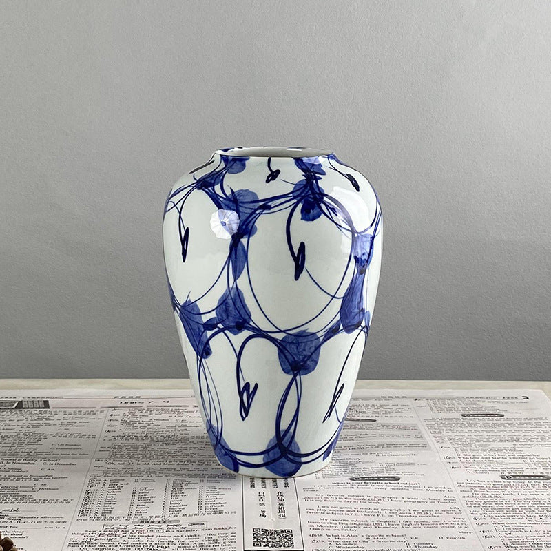 Vintage Blue and White Porcelain Vase