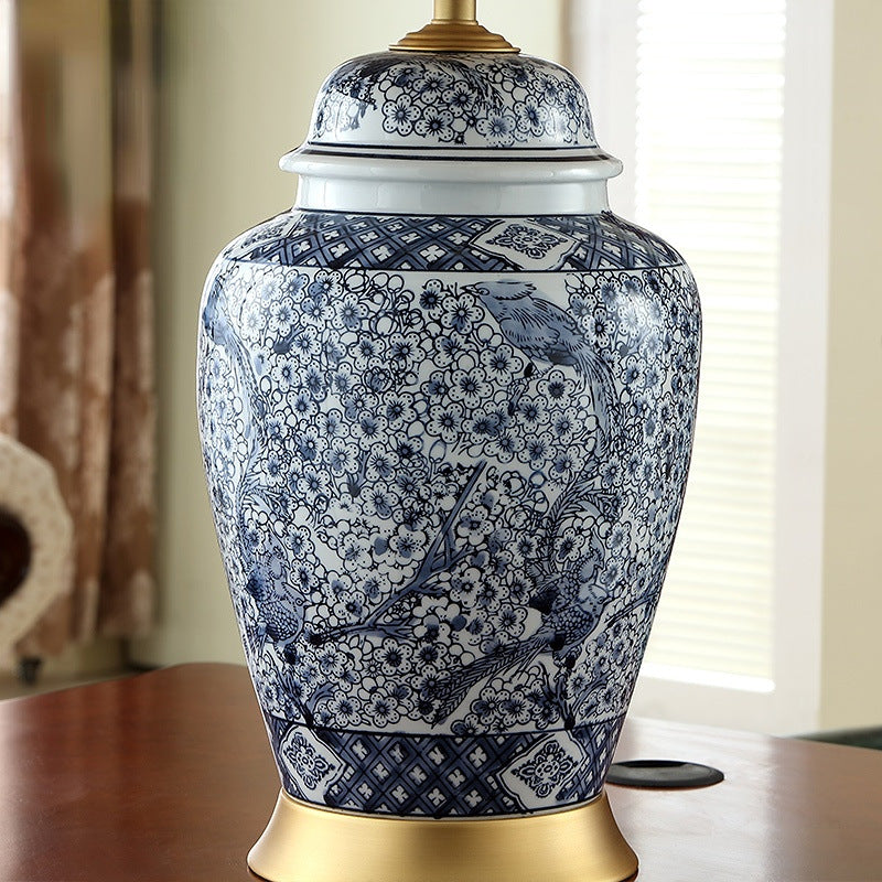 Unique Hand-Painted Blue and White Ceramic Table Lamp