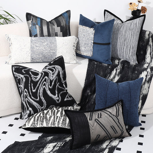 Black and White Geometric Pattern Pillow Cover for Home Decor