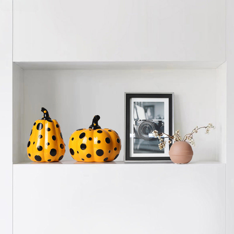 Stylish Polka Dot Art - Pumpkin Home Ornament